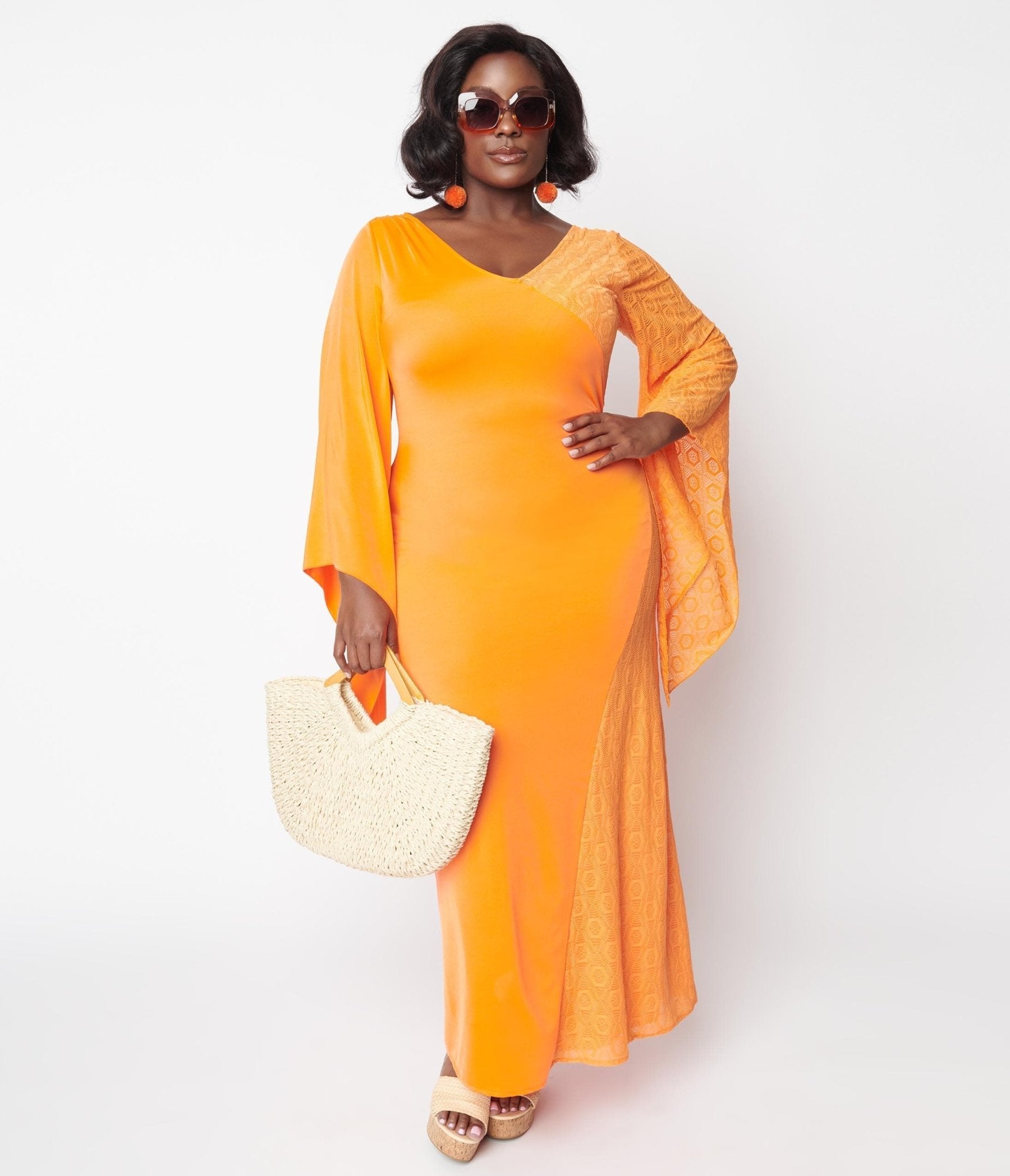  Neon Orange Lace Maxi Dress