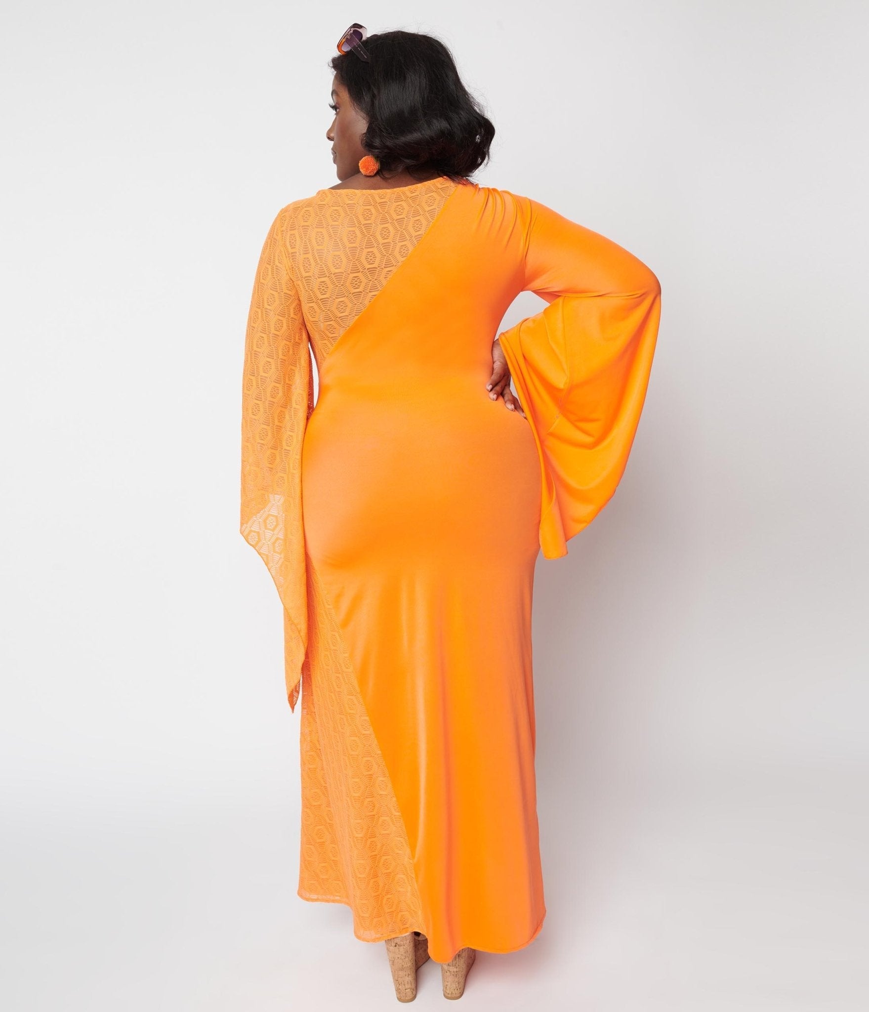  Neon Orange Lace Maxi Dress