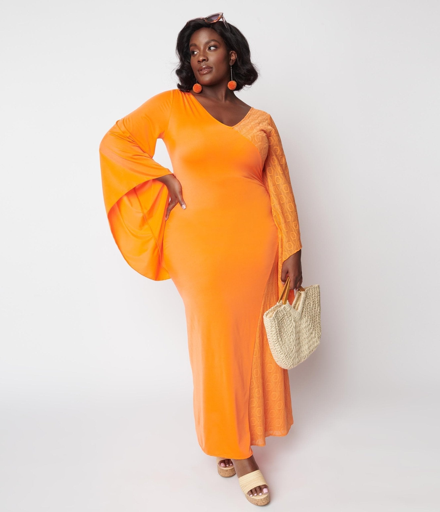  Neon Orange Lace Maxi Dress