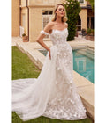  Cinderella Divine Off White Floral Lace Bridal Trumpet Gown With Removable Overskirt