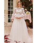  Cinderella Divine Off White Floral Long Sleeve Wedding Ball Gown