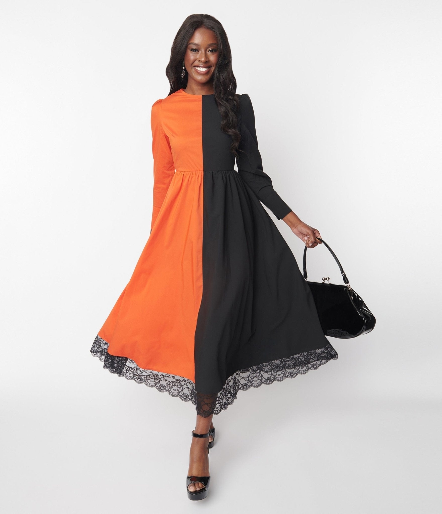  Orange & Black Daughter Of Salem Maxi Dress
