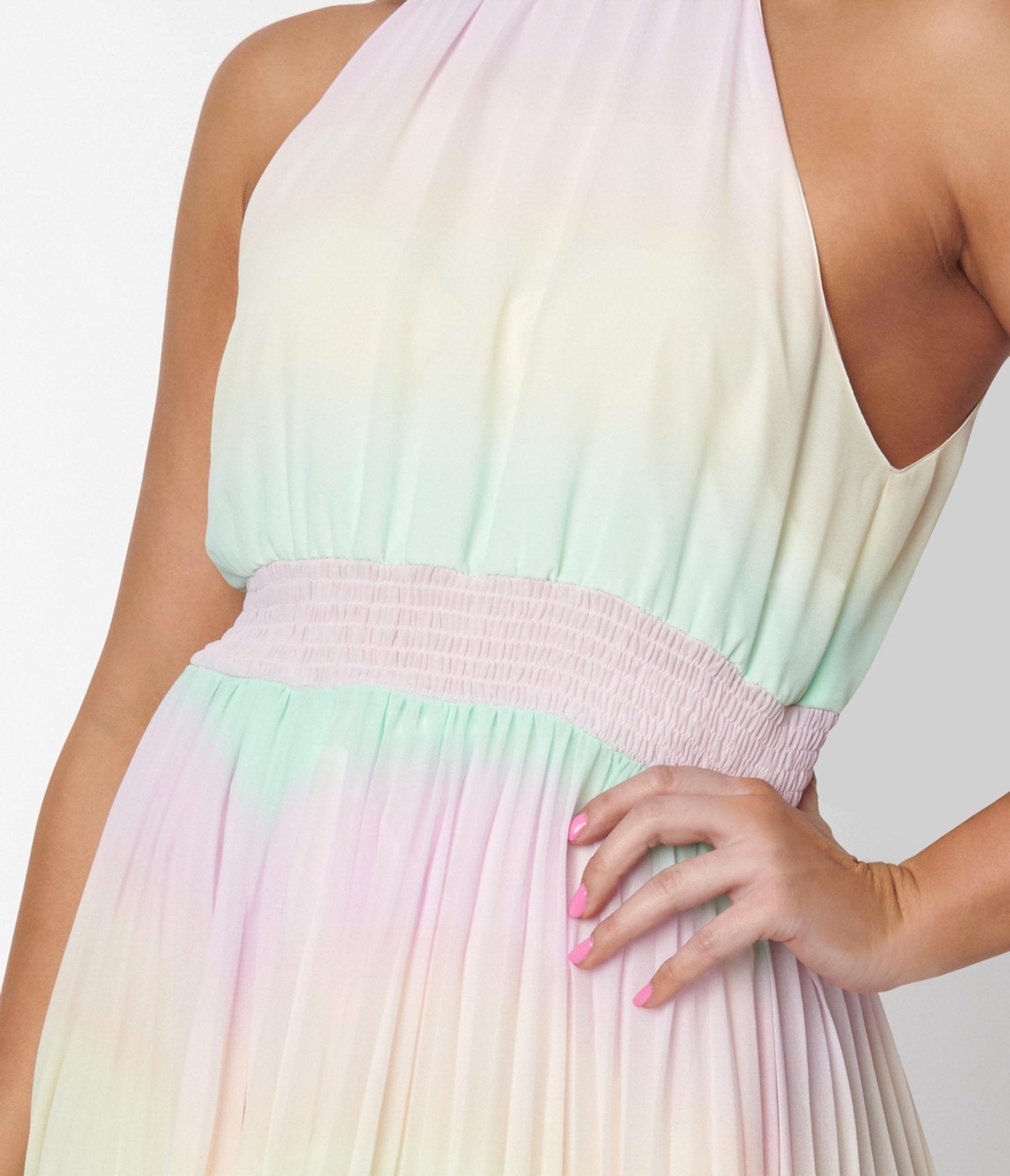  Pastel Rainbow Striped Maxi Dress