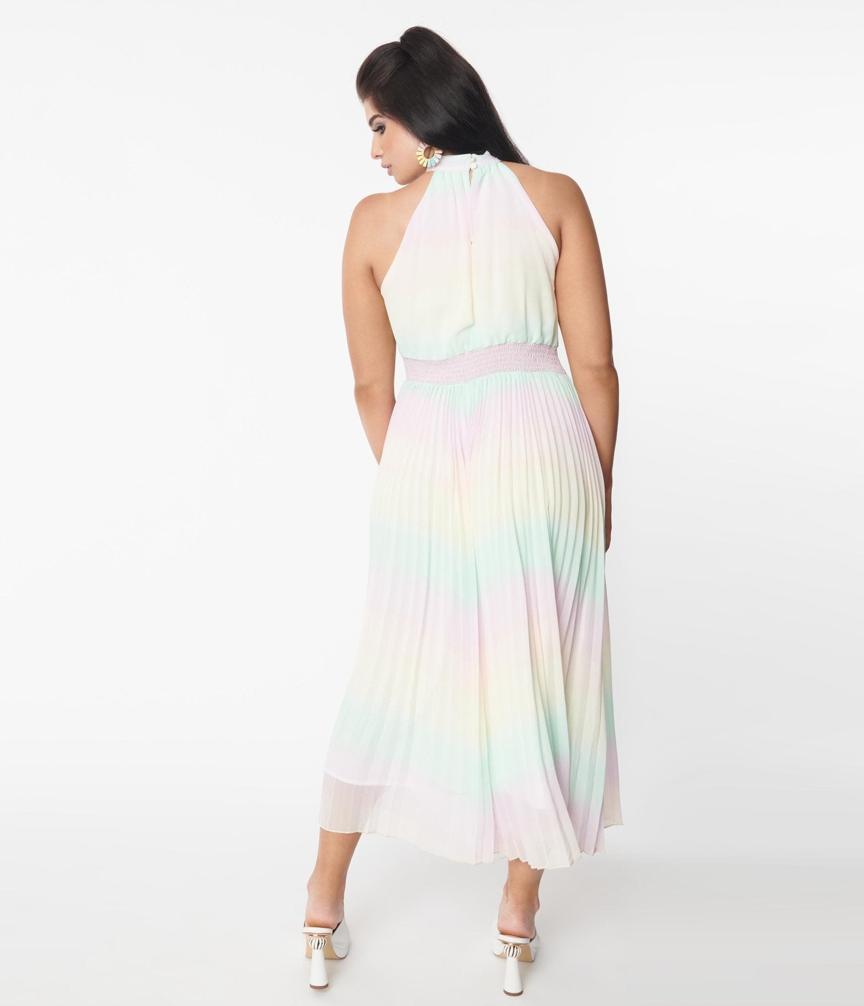  Pastel Rainbow Striped Maxi Dress