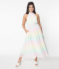  Pastel Rainbow Striped Maxi Dress