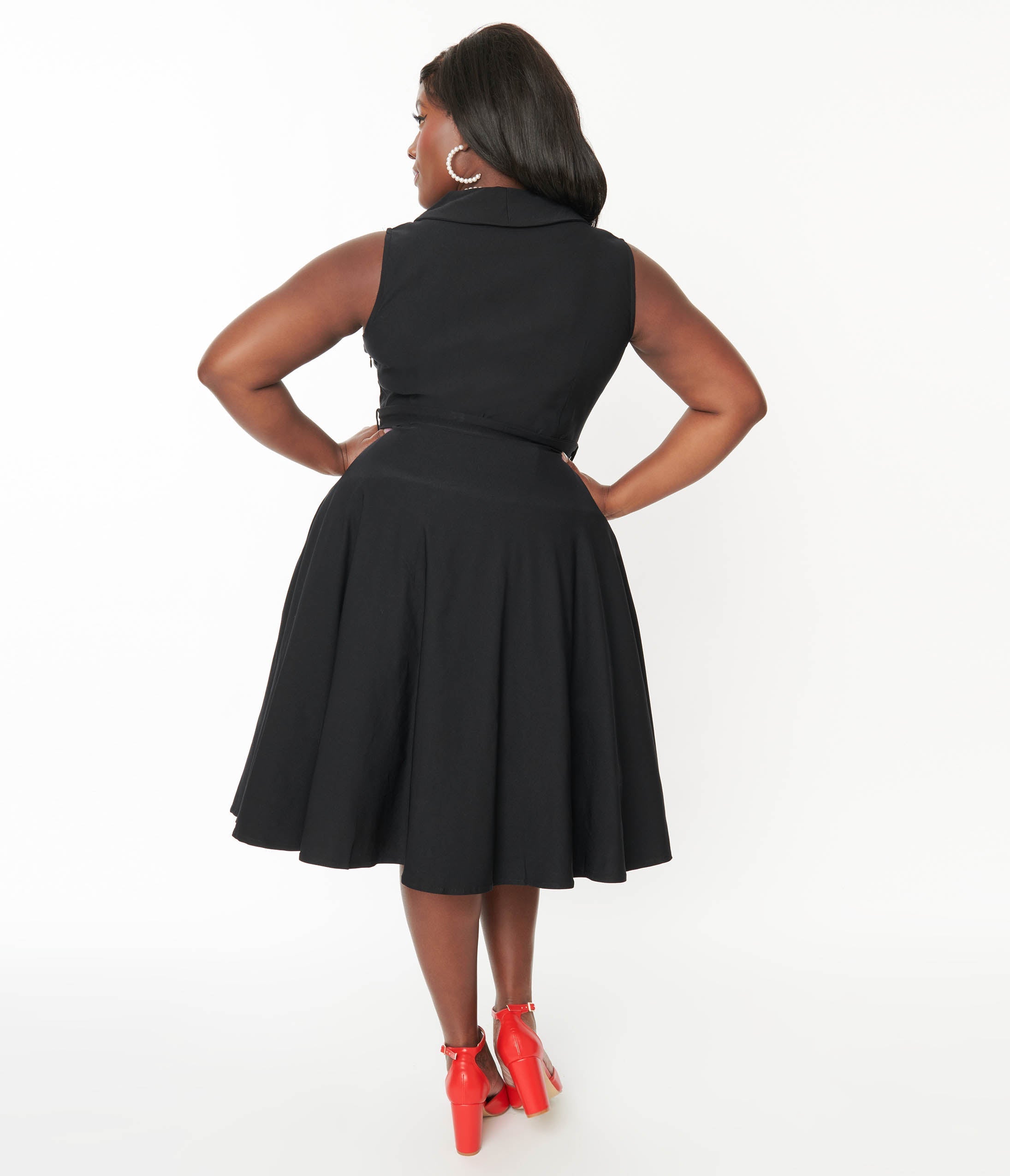  Plus Size Black Collared Jani Swing Dress