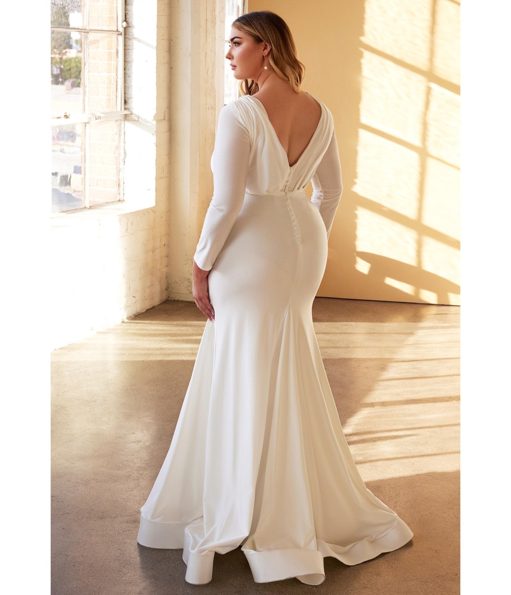  Cinderella Divine Plus Size White Mermaid Bridal Gown