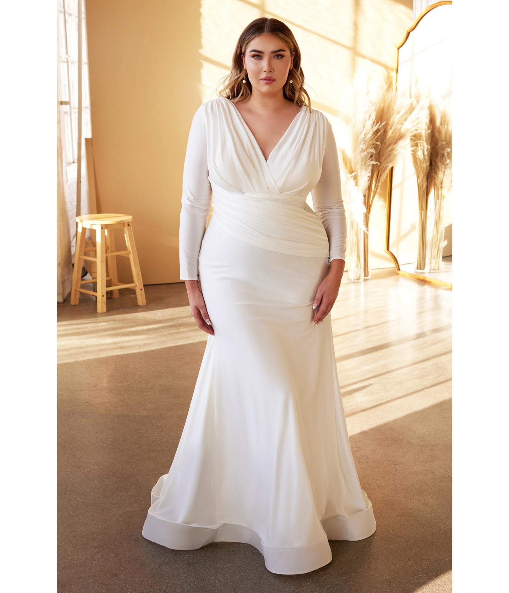  Cinderella Divine Plus Size White Mermaid Bridal Gown