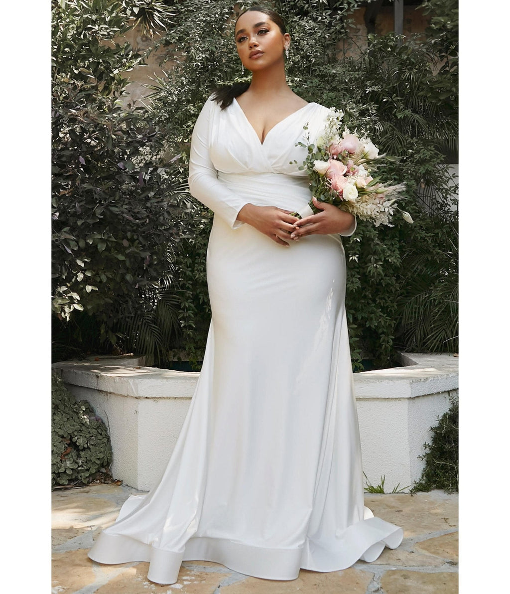  Cinderella Divine Plus Size White Mermaid Bridal Gown