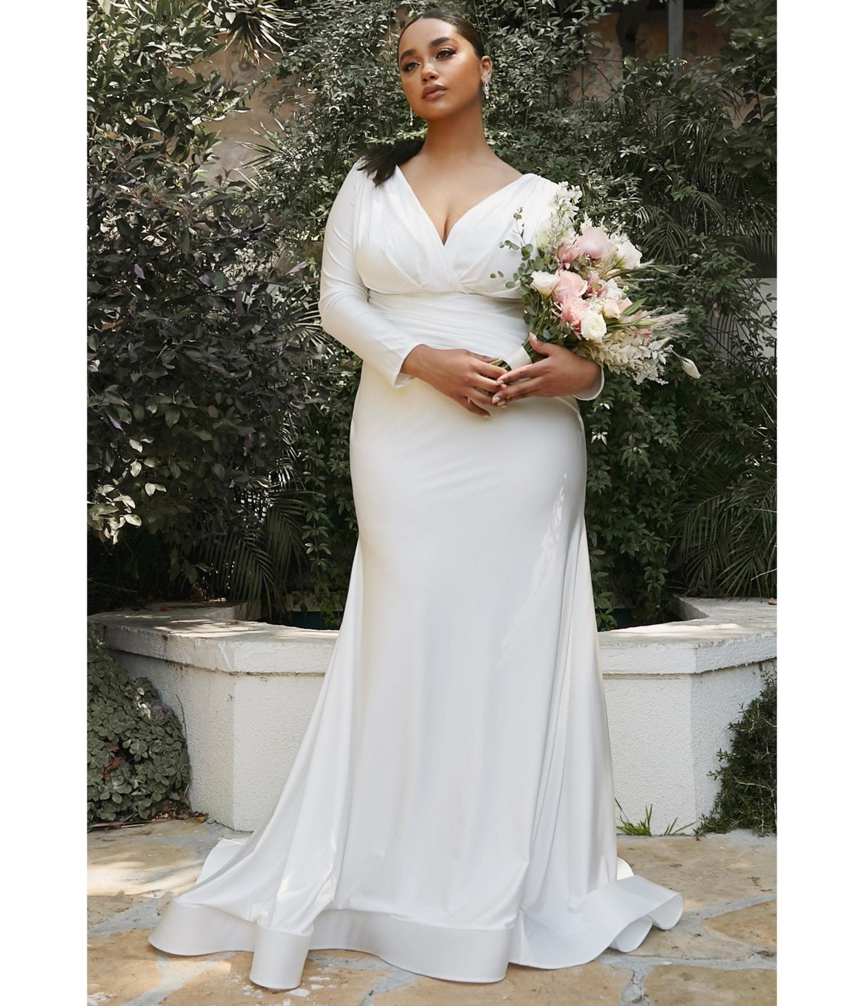  Cinderella Divine Plus Size White Mermaid Bridal Gown