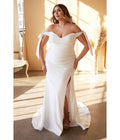  Cinderella Divine Plus Size White Off The Shoulder Trumpet Bridal Gown