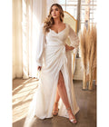  Cinderella Divine Plus Size White Portrait Satin Bridal Gown