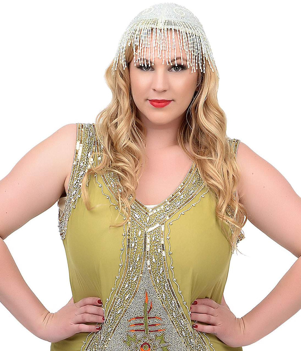  Unique Vintage Plus Size 1920s Green & Silver Embroidered Somerset Flapper Dress