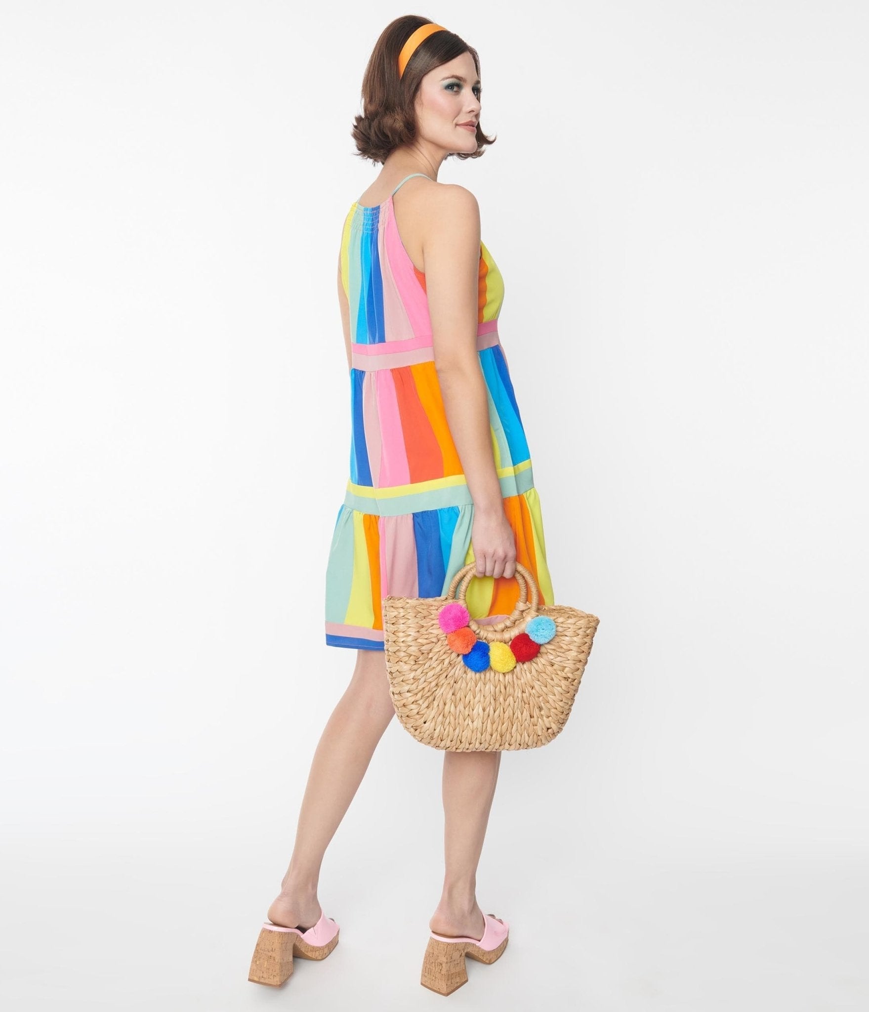  Rainbow Striped Shift Dress