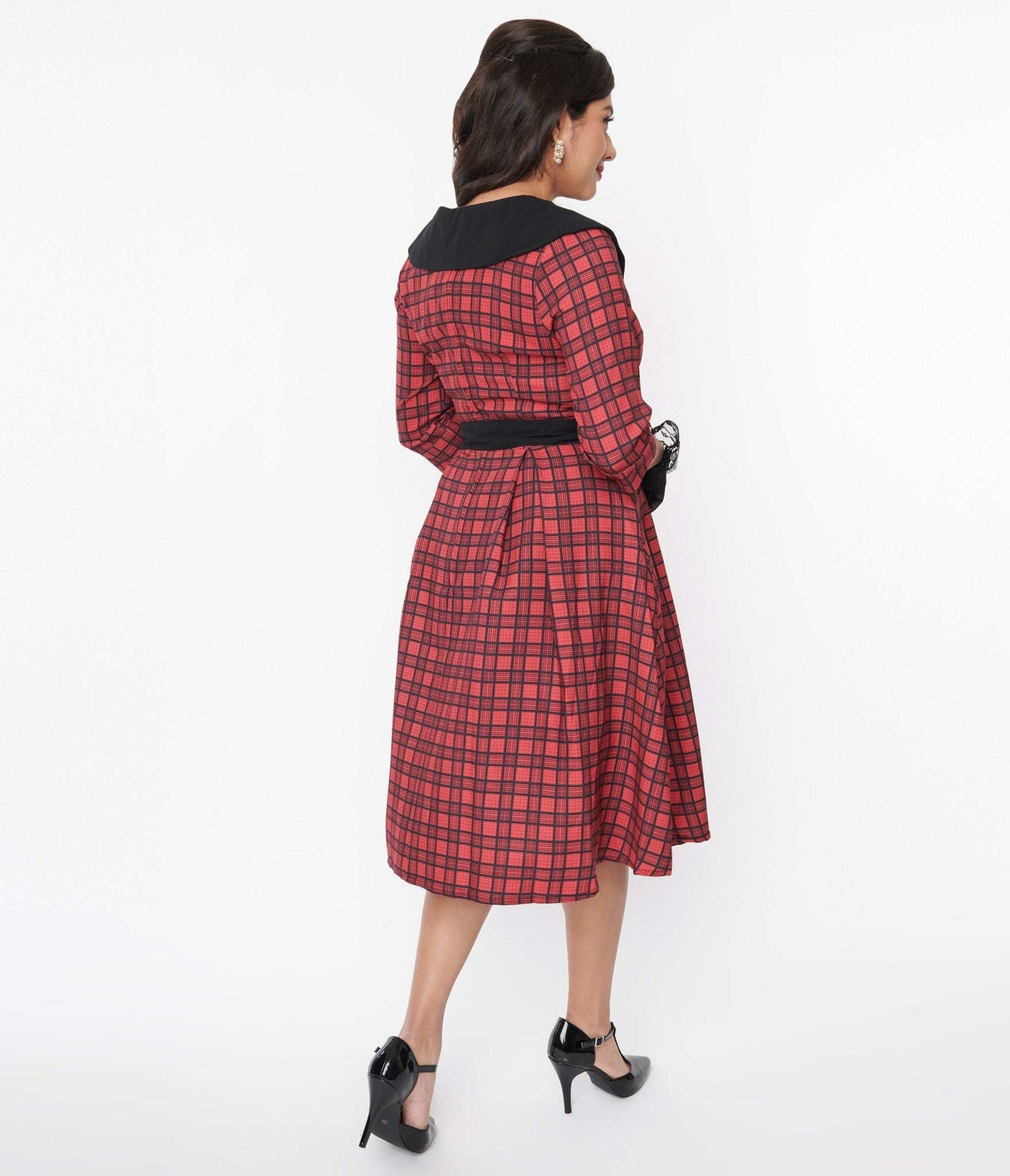  Red & Black Plaid Rakeel Swing Dress