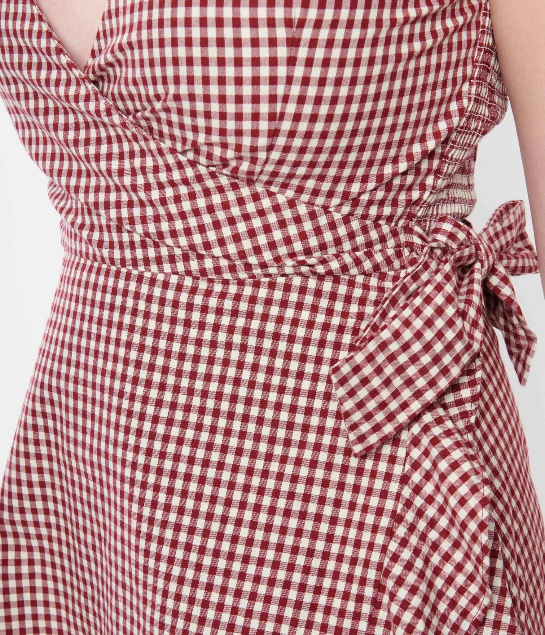  Red & White Gingham Wrap Dress