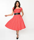  Red & White Polka Dot Sweet Spot Swing Dress