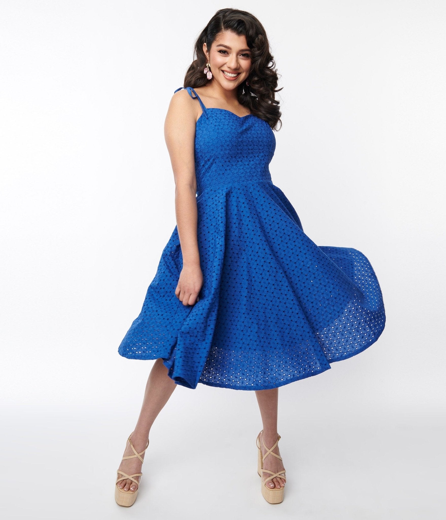  Royal Blue Eyelet Swing Sundress