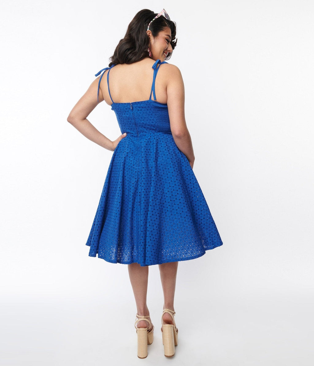  Royal Blue Eyelet Swing Sundress