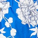  Royal Blue & White Floral Puff Sleeve Flare Dress