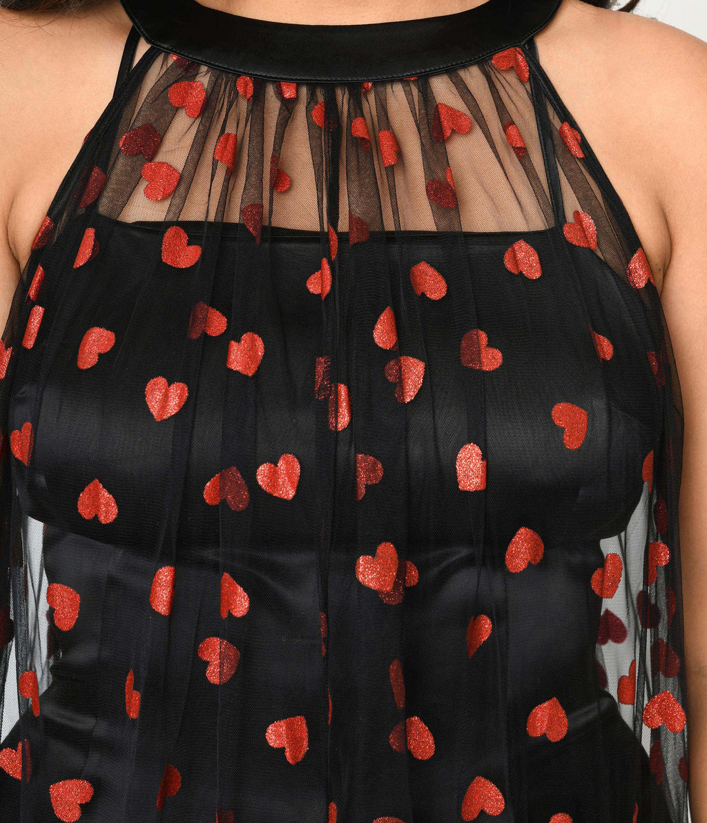  Smak Parlour Black Mesh & Glitter Hearts Organza Dress