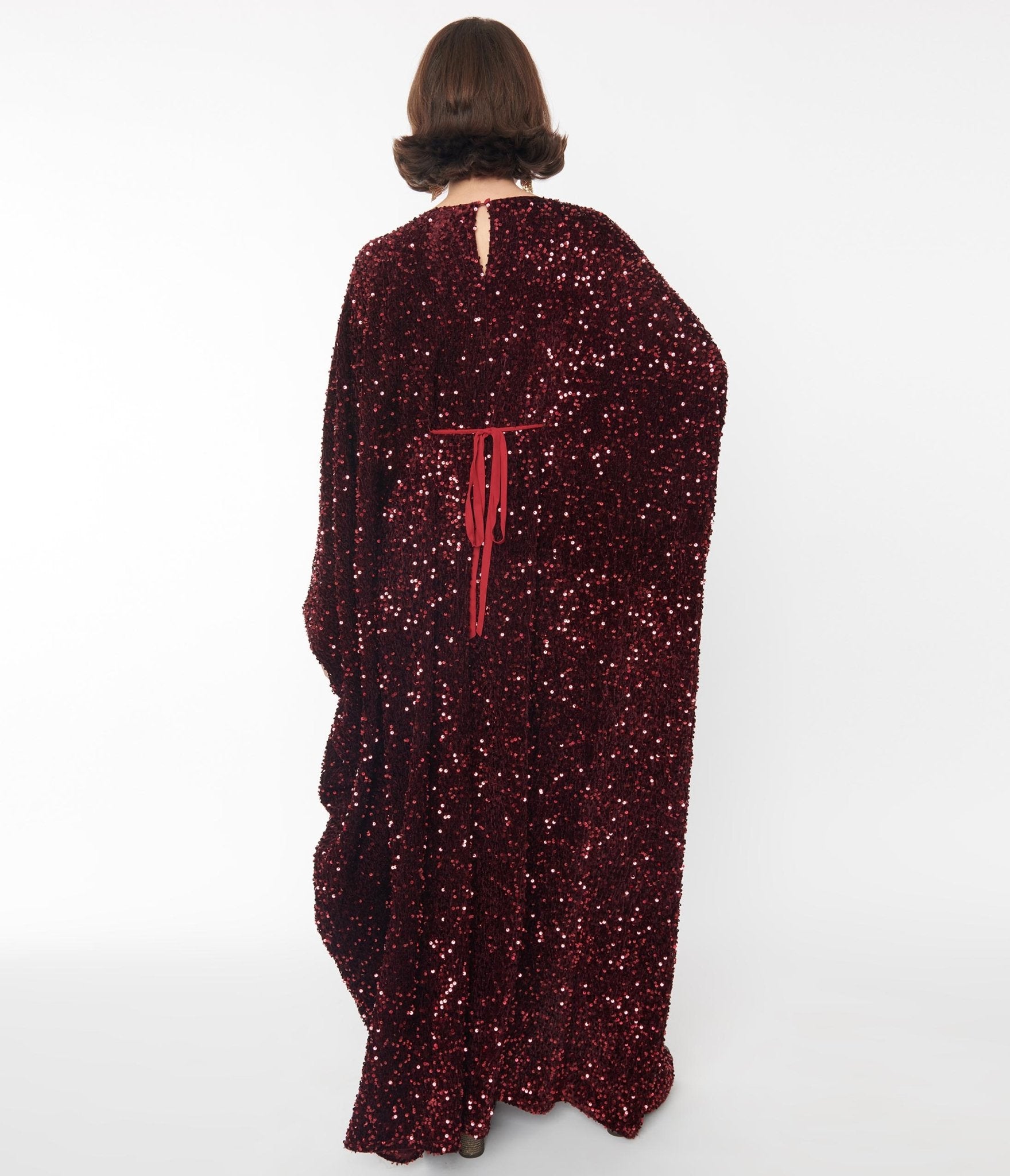 Smak Parlour Burgundy Sequin Batwing Caftan