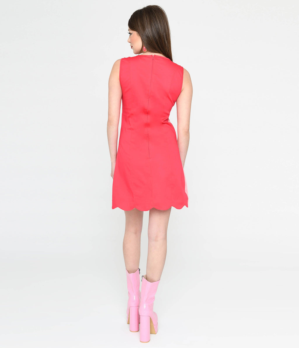  Smak Parlour Hot & Light Pink Stripe Scallop Mini Dress
