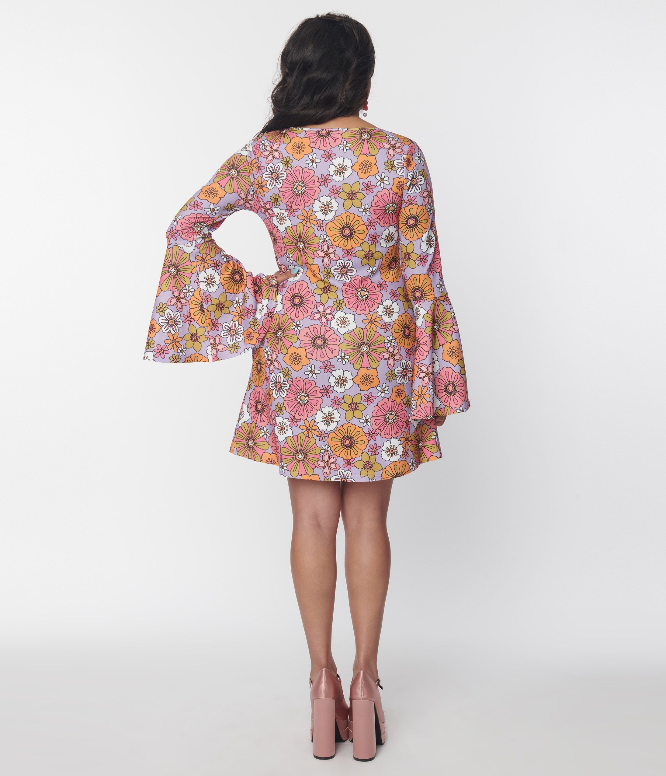  Smak Parlour Lavender Retro Blooms Mini Dress