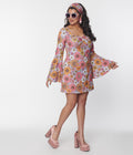 Smak Parlour Lavender Retro Blooms Mini Dress