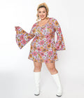  Smak Parlour Plus Size Lavender Retro Blooms Mini Dress