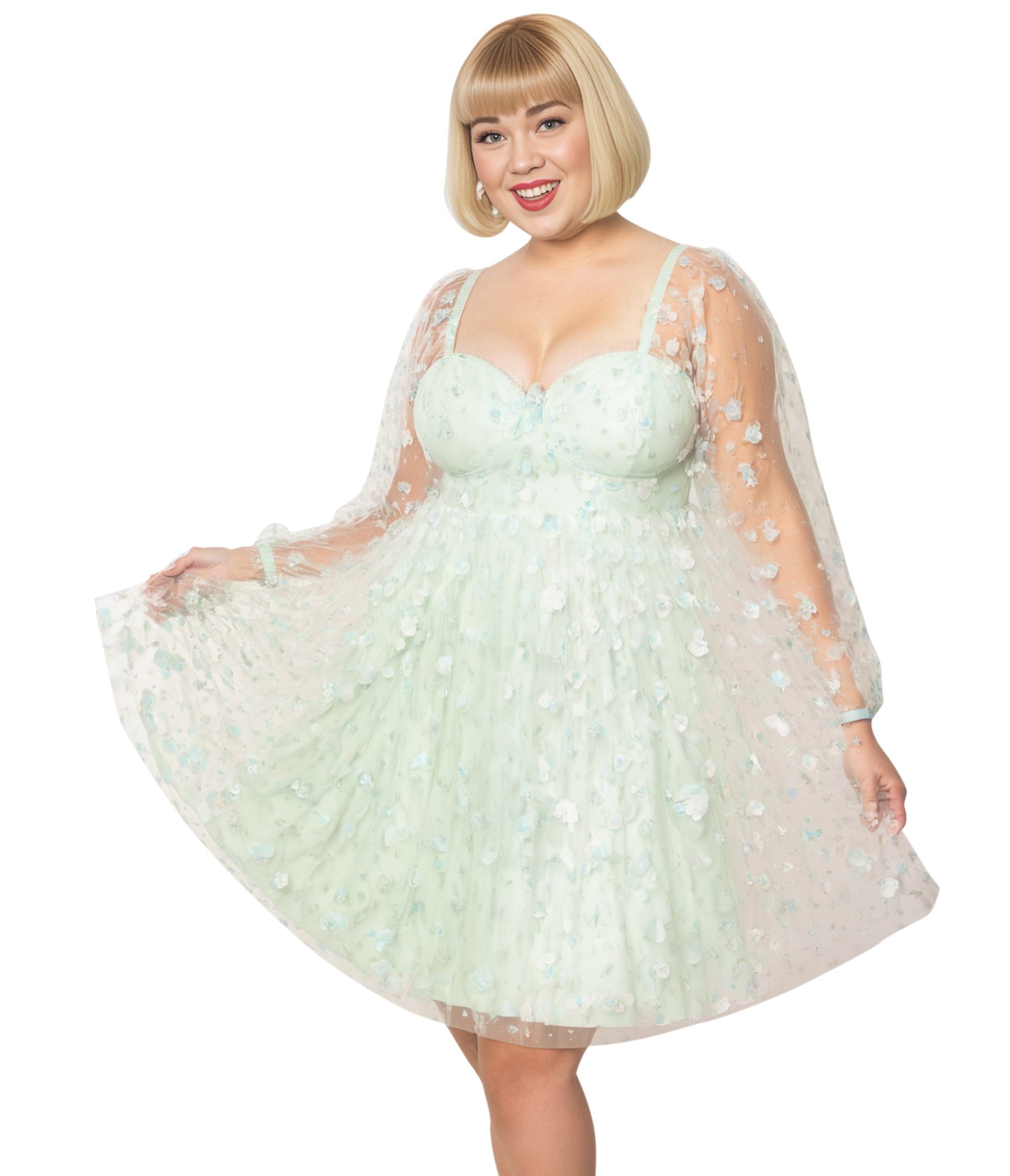  Smak Parlour Plus Size Mint Tulle & Babydoll Dress