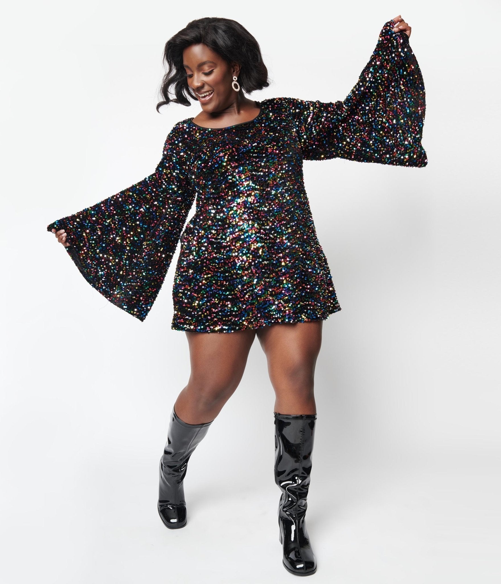  Smak Parlour Rainbow Sequin Downtown Scene Mini Dress