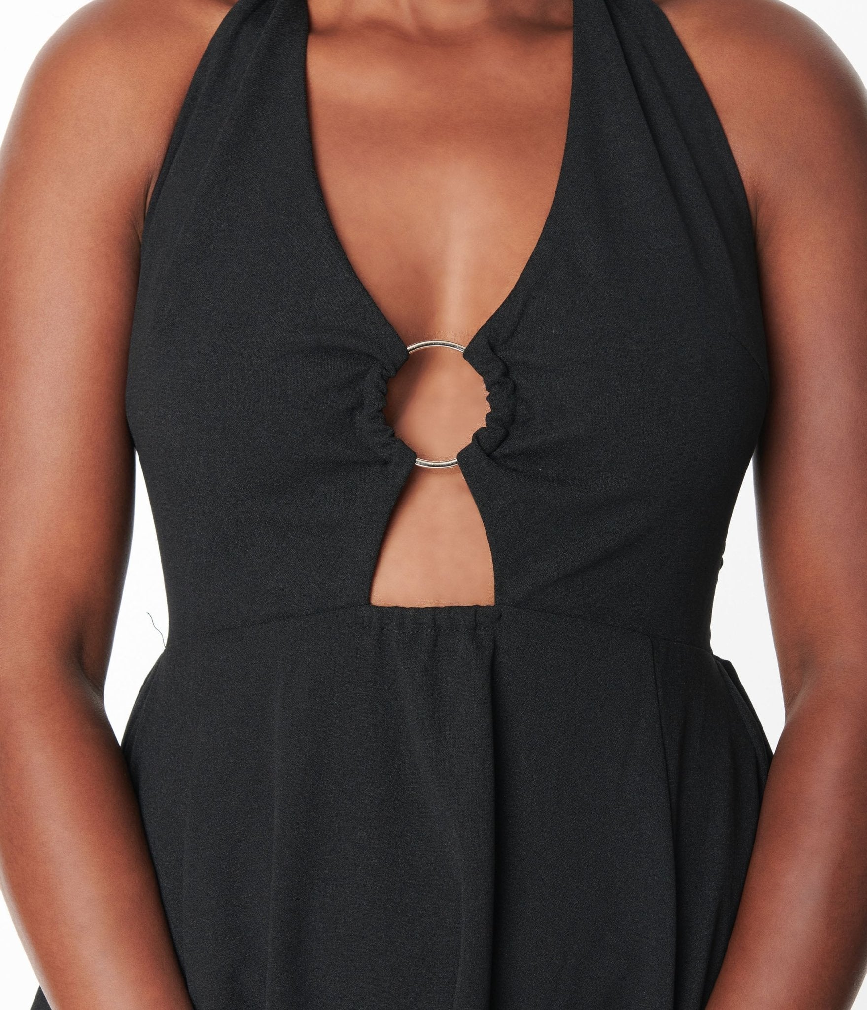  Sourpuss Black Peekaboo Halter Flare Dress