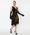  Unique Vintage 1920s Black & Gold Velvet Floral Burnout Hemingway Flapper Dress