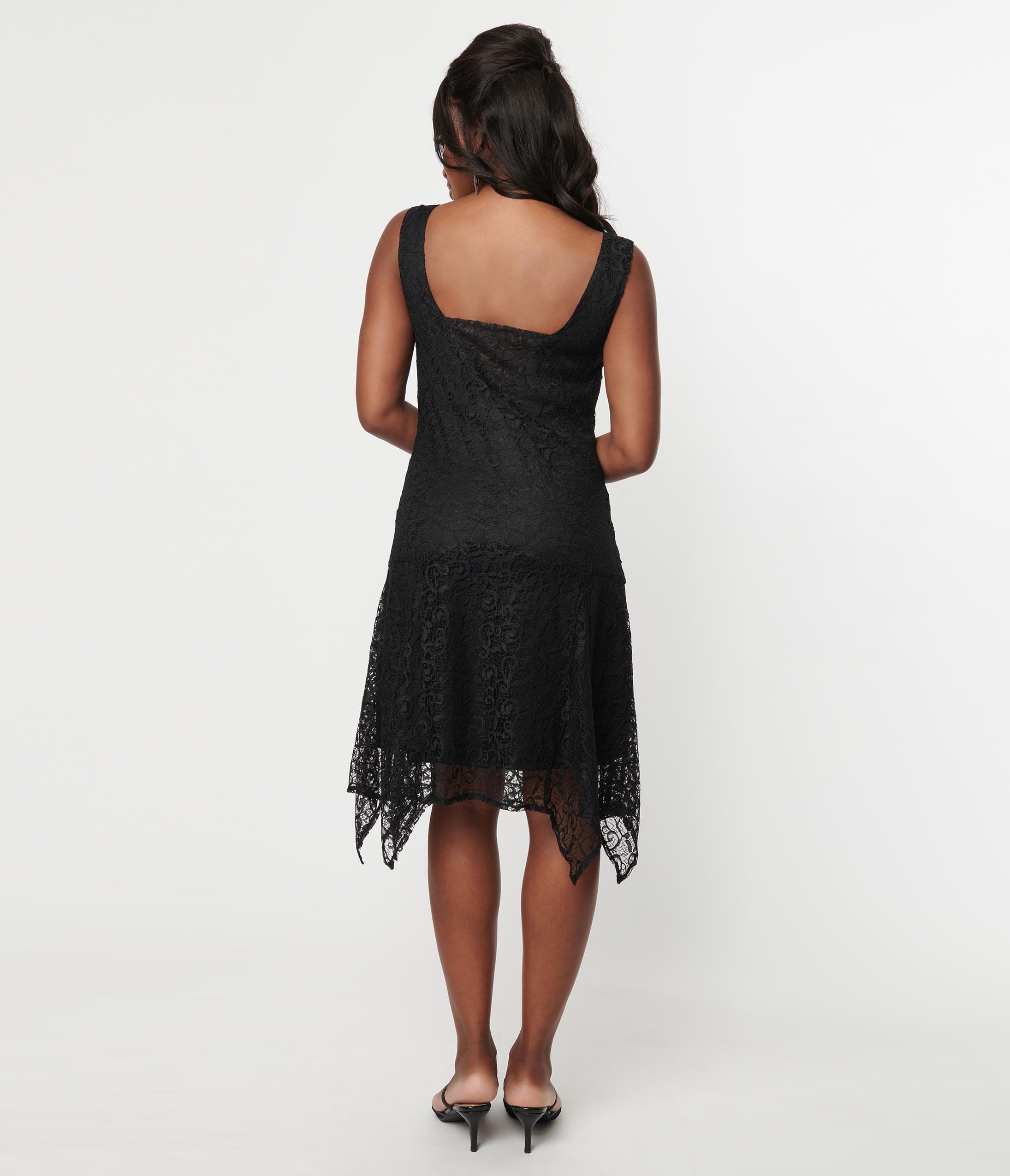 Unique Vintage 1920s Black Lace Hemingway Flapper Dress