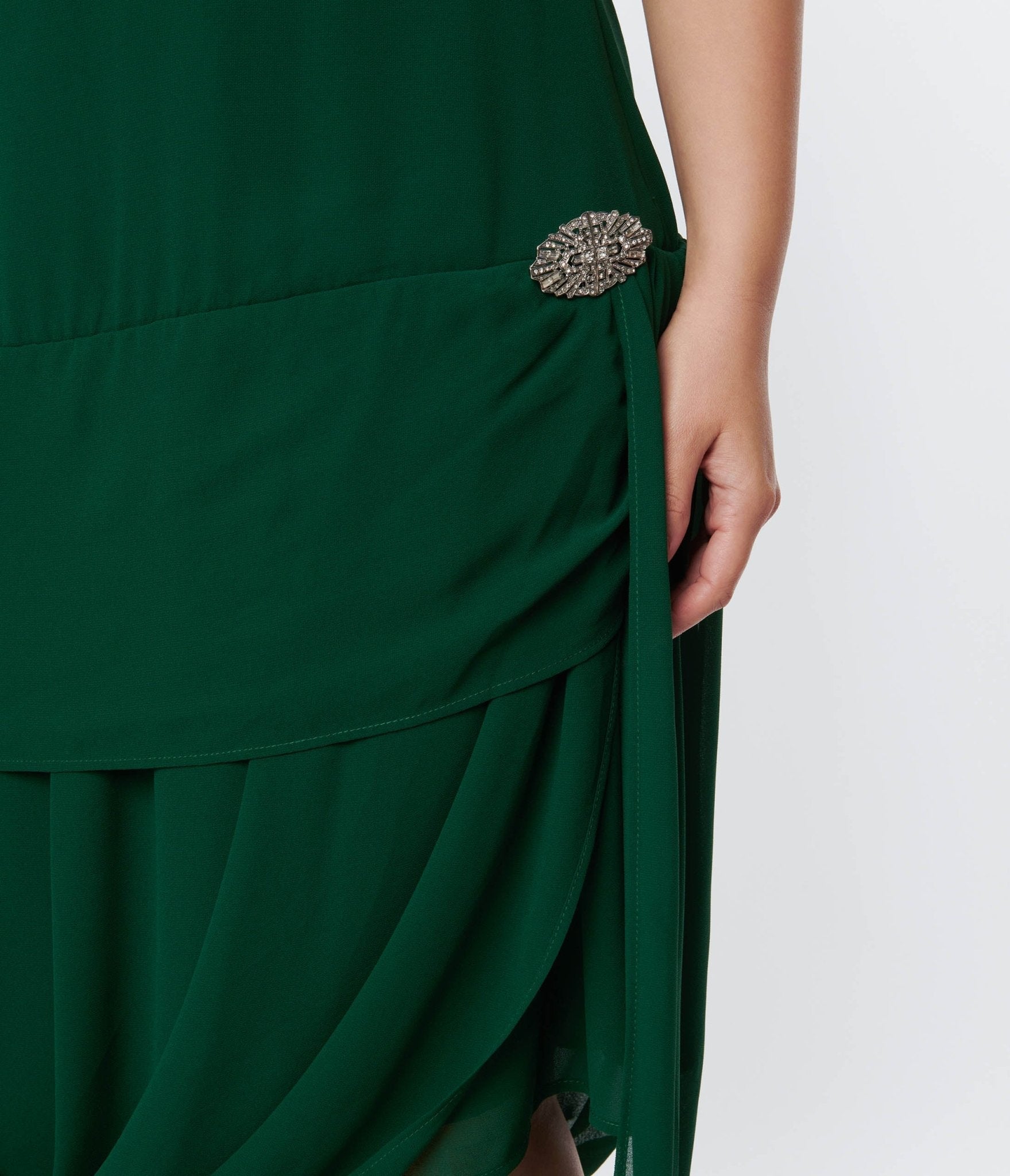  Unique Vintage 1920s Emerald Green Draped Flapper Dress