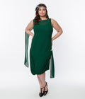  Unique Vintage 1920s Emerald Green Draped Flapper Dress