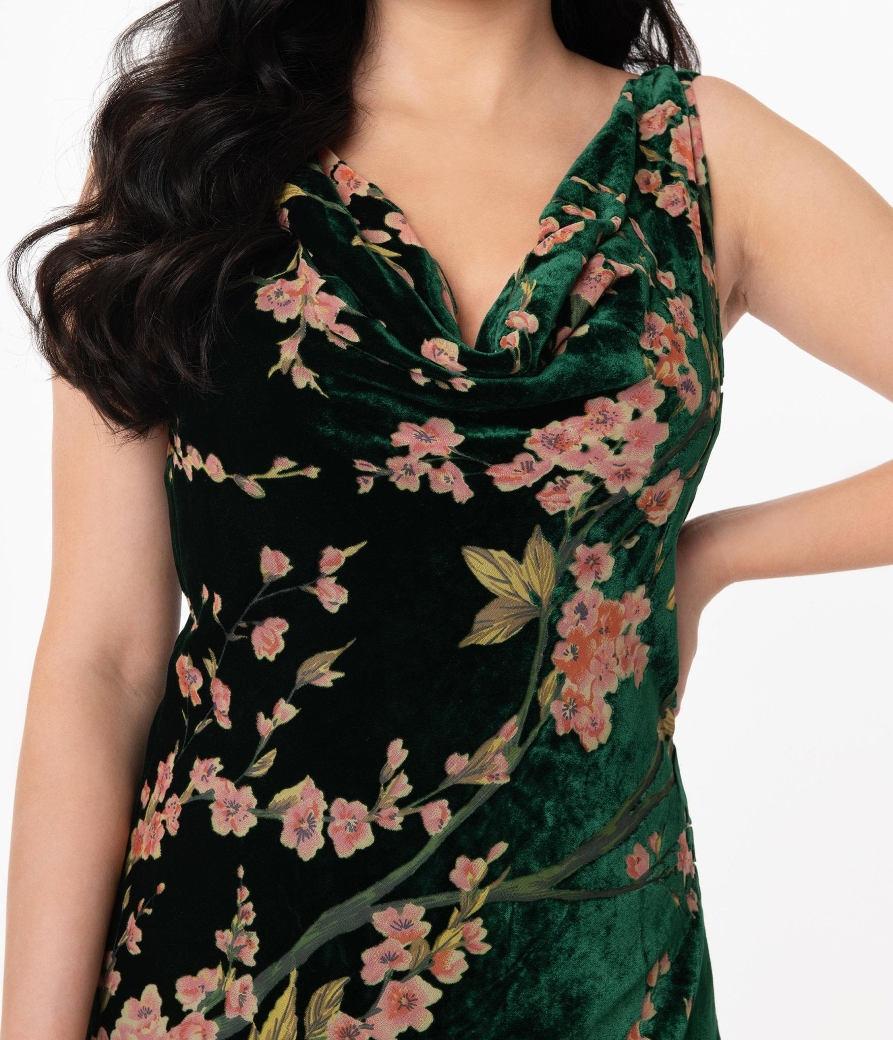  Unique Vintage 1920s Emerald Velvet Floral Burnout Hemingway Flapper Dress