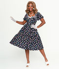  Unique Vintage Black & Candy Heart Button Front Dress
