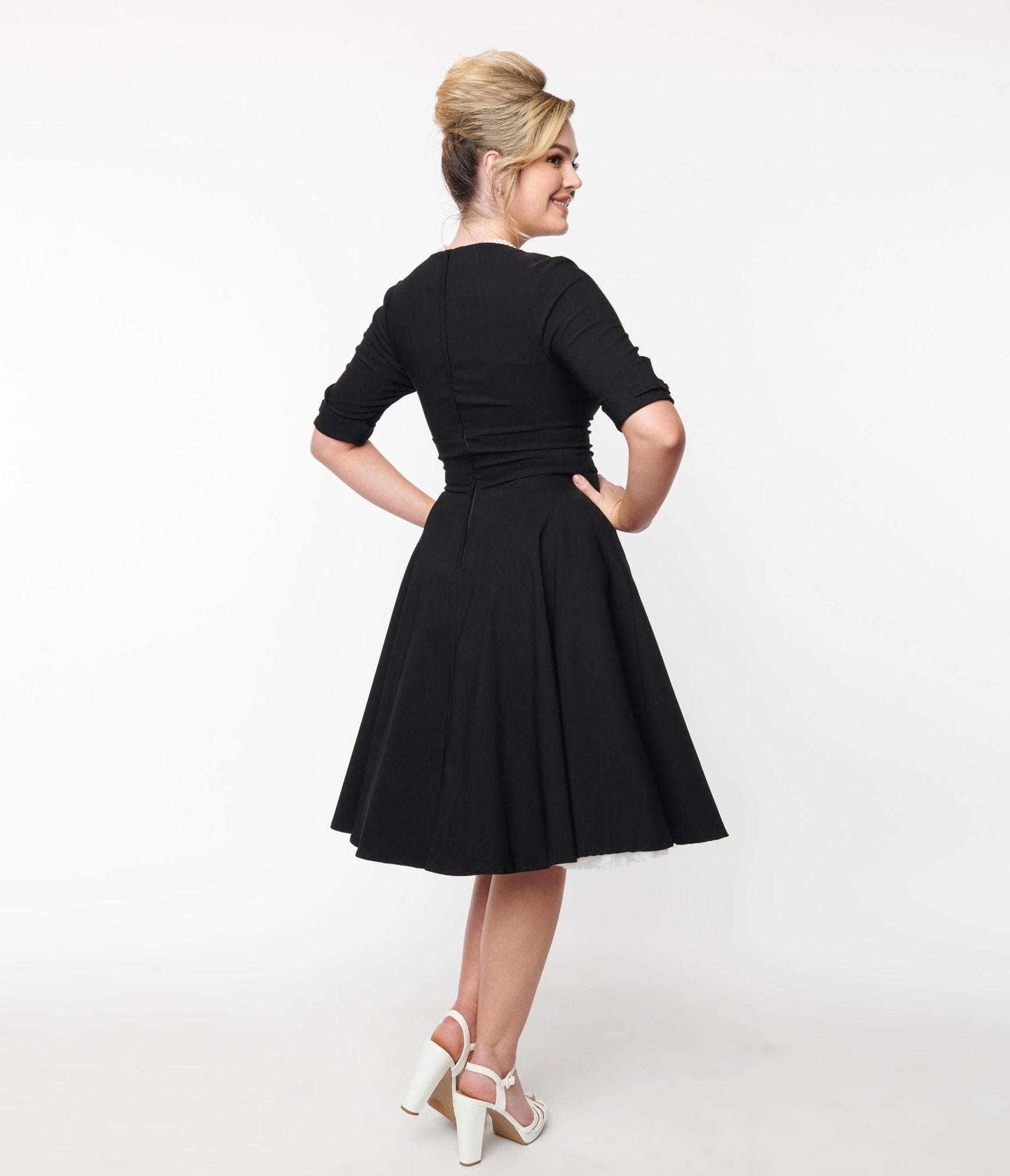  Unique Vintage Black Delores Swing Dress With Sleeves