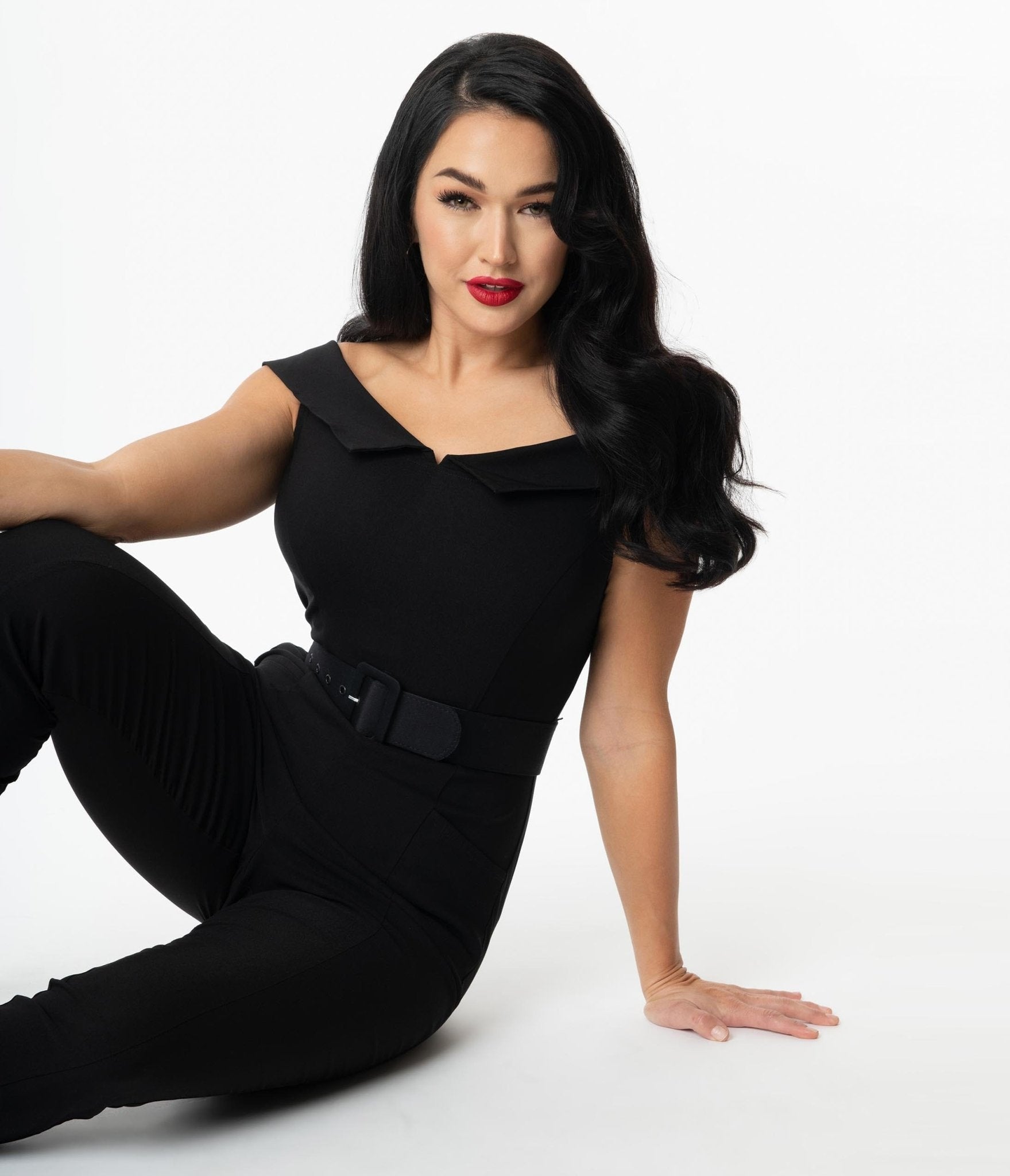  Unique Vintage Black Off Shoulder Gillian Jumpsuit