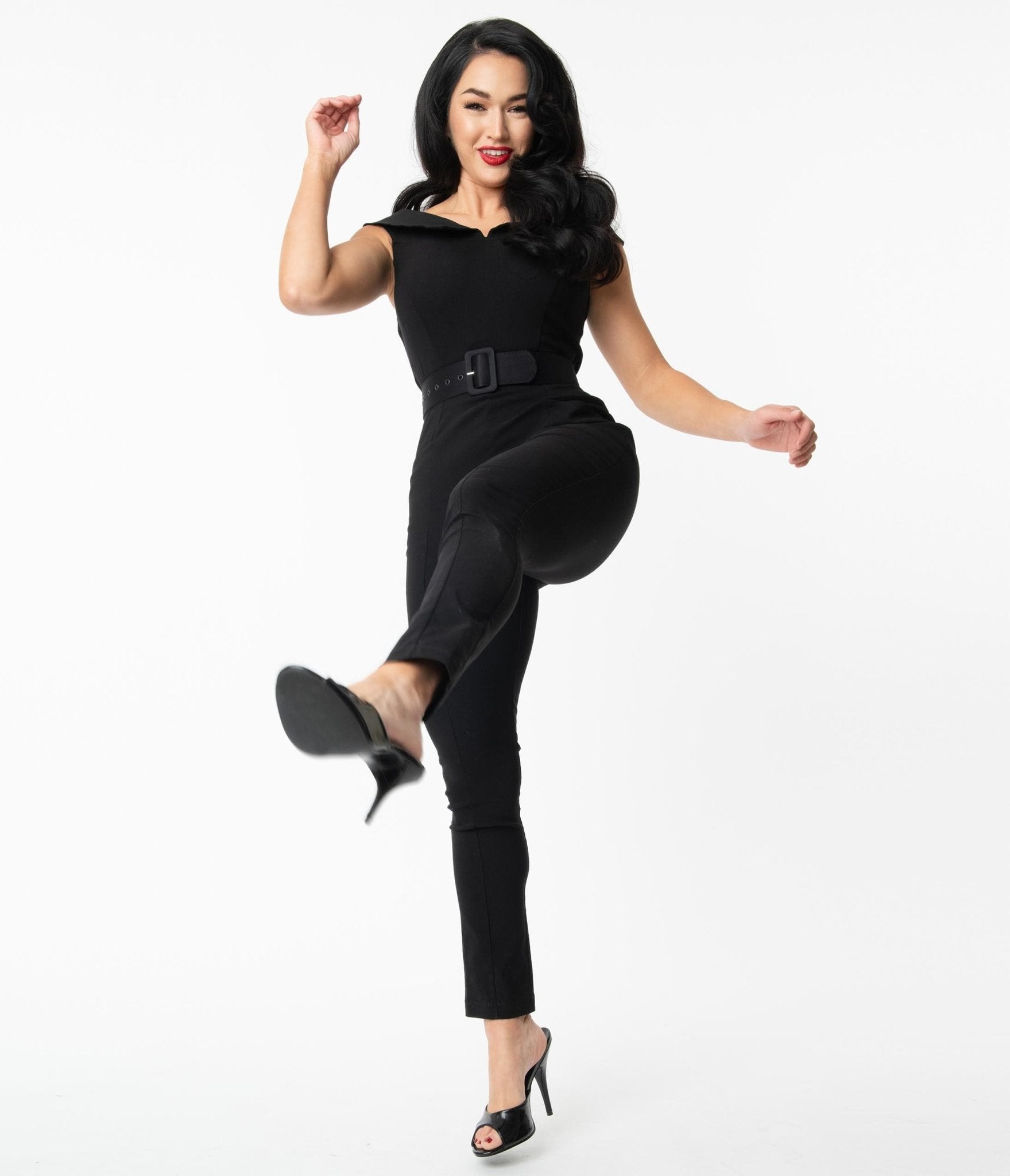  Unique Vintage Black Off Shoulder Gillian Jumpsuit
