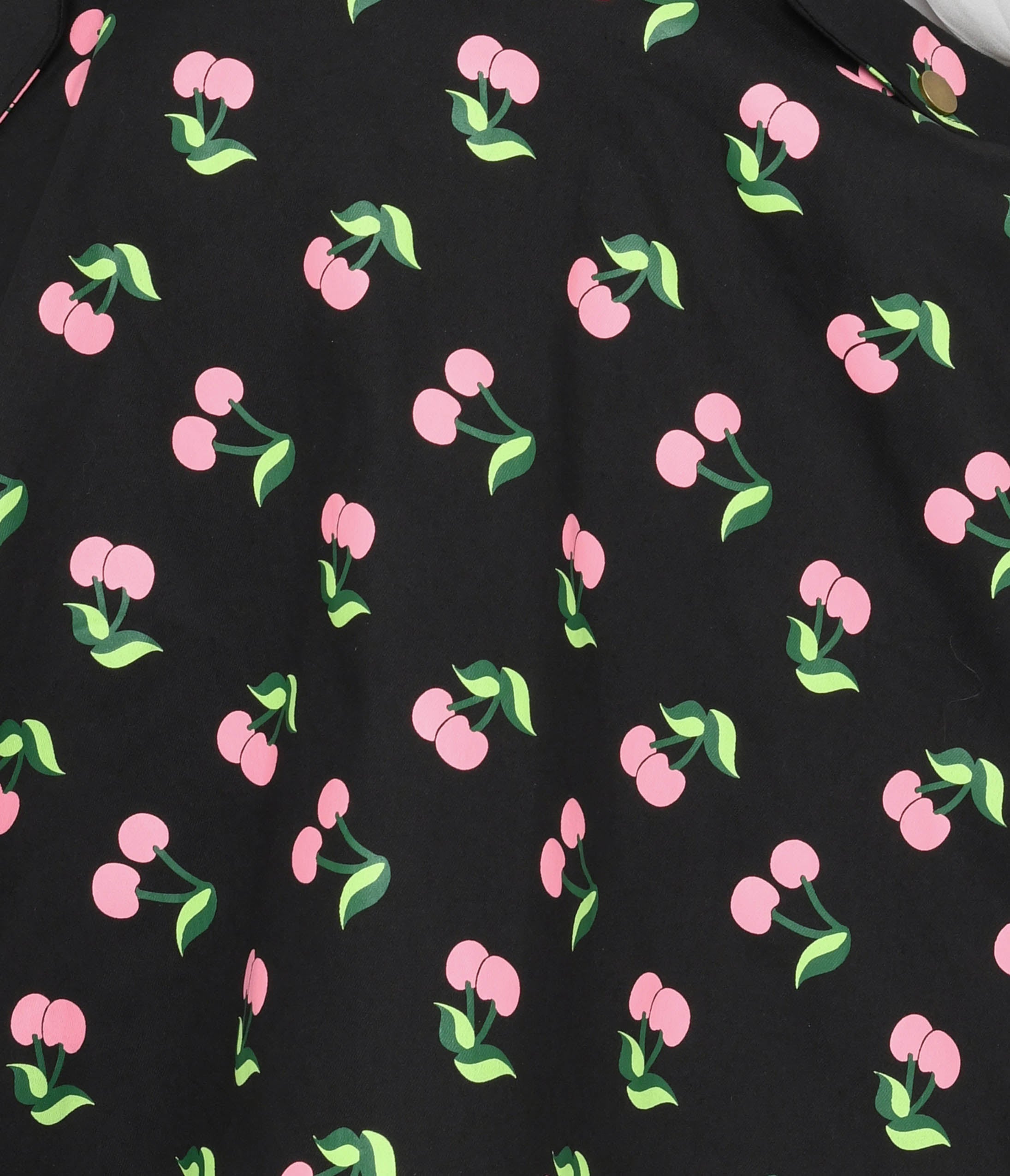  Unique Vintage Black & Pink Cherries Brionne Pinafore Skirt
