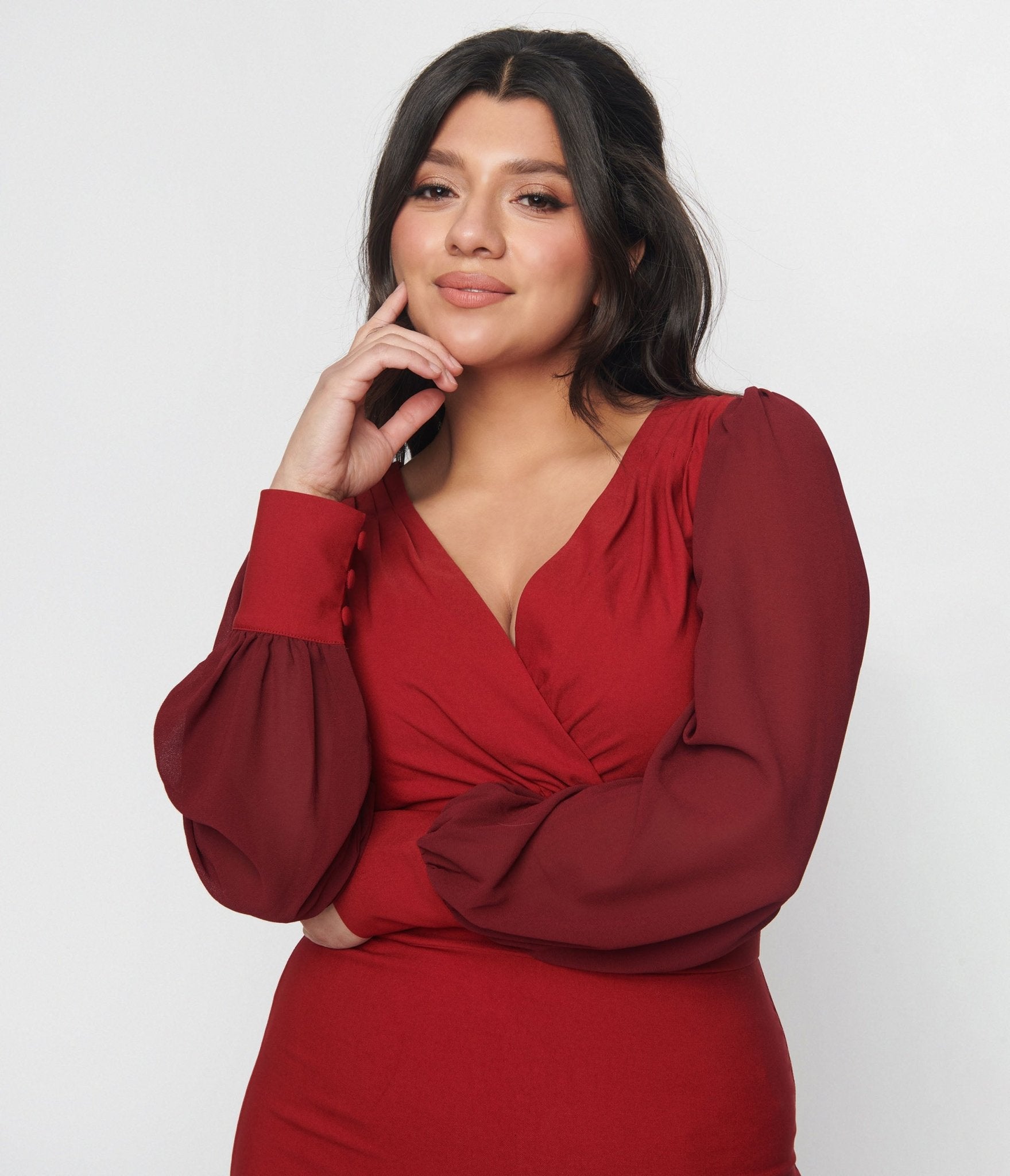  Unique Vintage Burgundy Delores Wiggle Dress