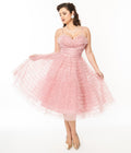  Unique Vintage Dusty Rose Glitter Tulle Cupcake Swing Dress
