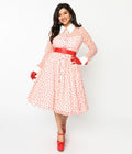  Unique Vintage Pink & Red Flocked Hearts Tulle Swing Dress