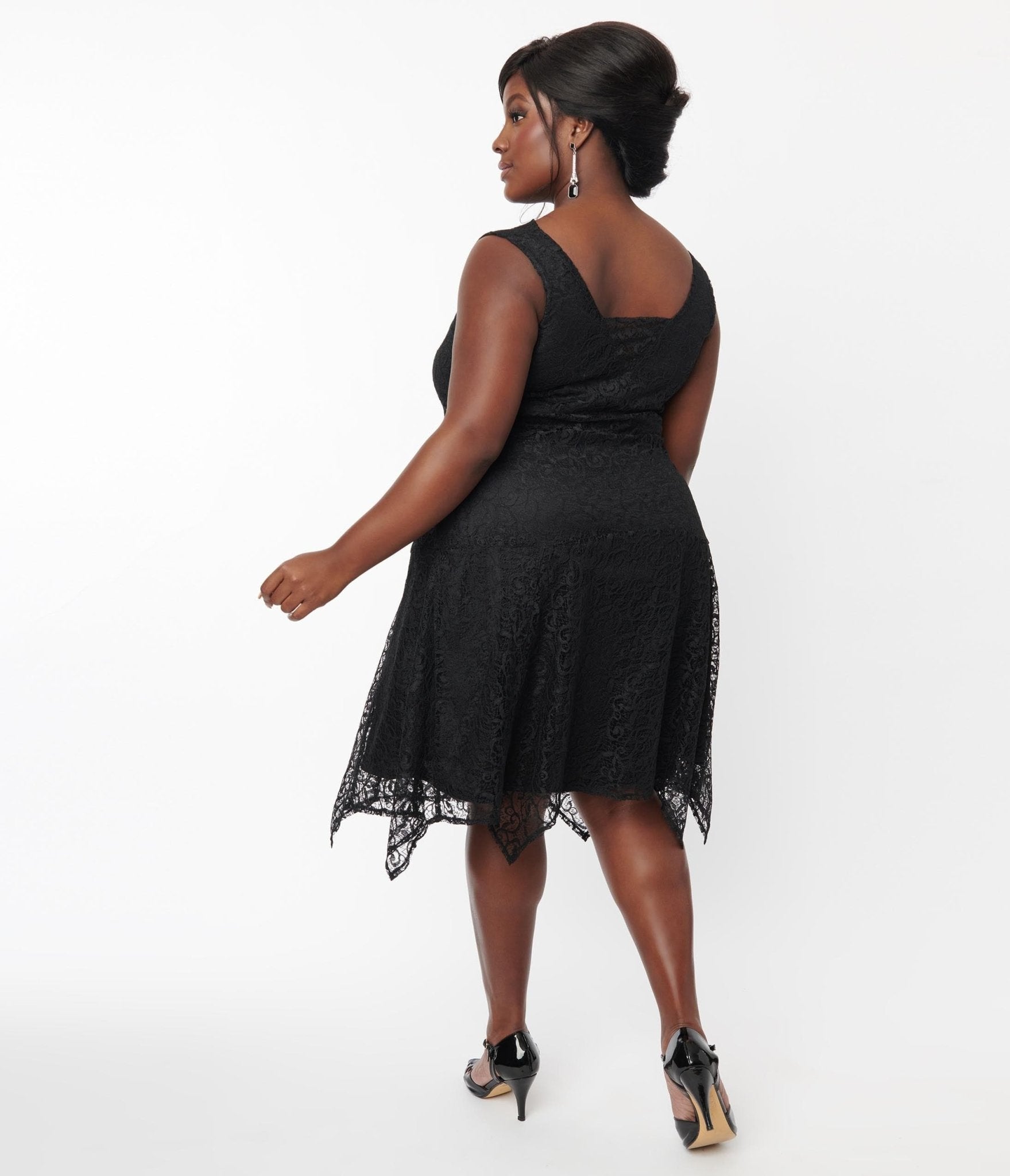  Unique Vintage Plus Size 1920s Black Lace Hemingway Flapper Dress