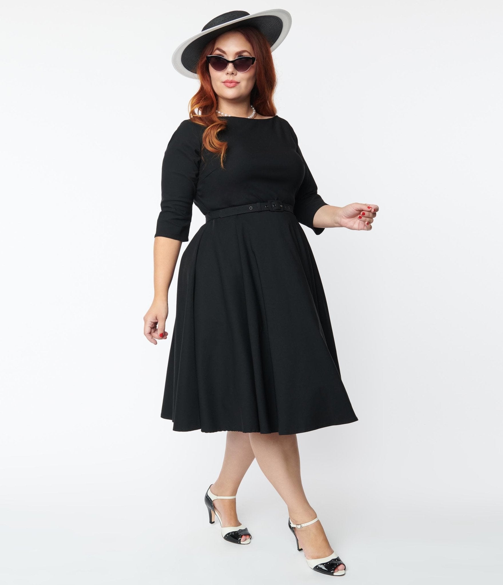  Unique Vintage Plus Size 1950s Black Devon Swing Dress