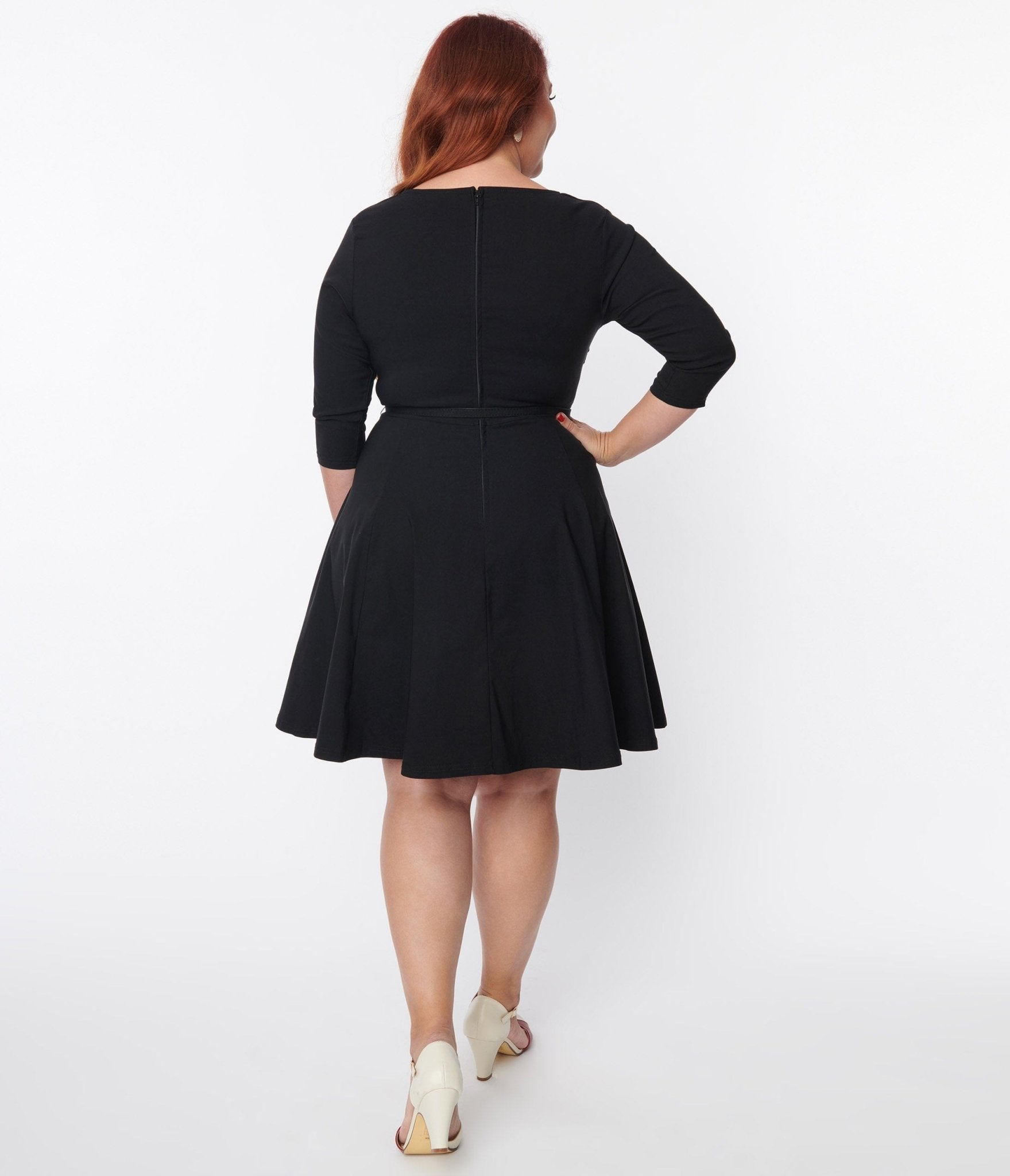  Unique Vintage Plus Size Black Stephanie Fit & Flare Dress