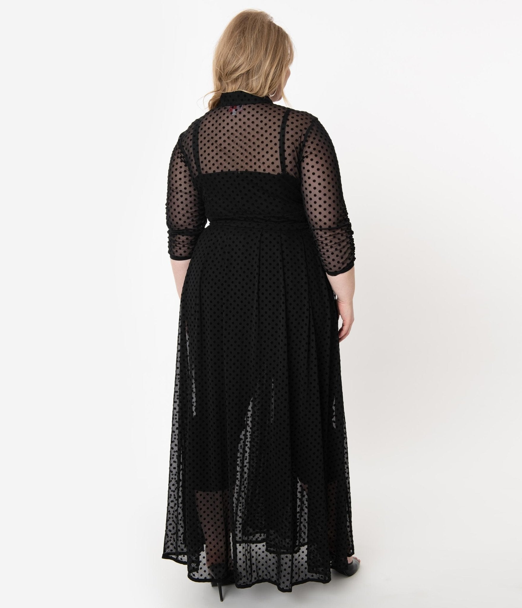  Unique Vintage Plus Size Black Swiss Dot Starlet Duster